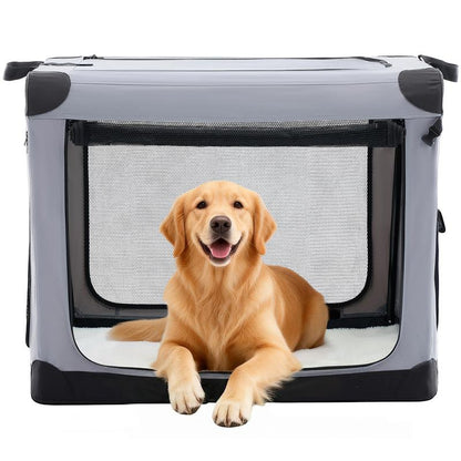 Soft-Sided Dog Crate, Portable Travel Crate with 4-Side Ventilation & No-Tools Setup,Ideal for Car, Hotel, and Vet Visits with Medium Sized Breeds