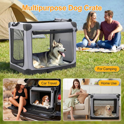Soft-Sided Dog Crate, Portable Travel Crate with 4-Side Ventilation & No-Tools Setup,Ideal for Car, Hotel, and Vet Visits with Medium Sized Breeds